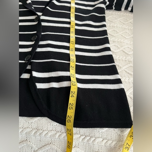 Roz & Ali Black and White Striped Button Down Cardigan Women’s Size Large - Picture 2 of 12